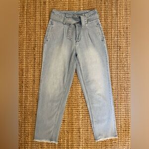 Calvin Klein High Rise Straight Jeans with Paperbag Belted Tie Waist 24